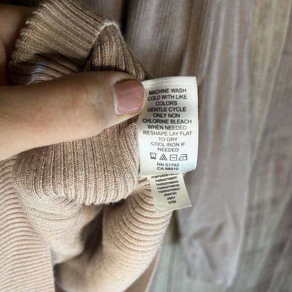 Maurice Top Women's Large Nude Open Long Sleeve Waffle Knit Stretch Fall - Picture 6 of 7